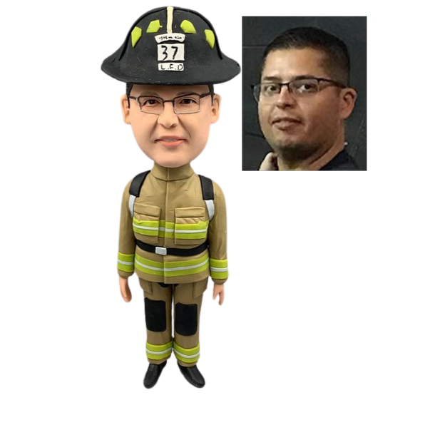 Custom Bobble Head Mini Figurine Fire Fighter Fireman Customized