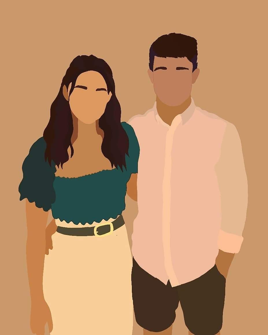 Creative Couple Faceless Art Style For Valentine, Anniversary Day