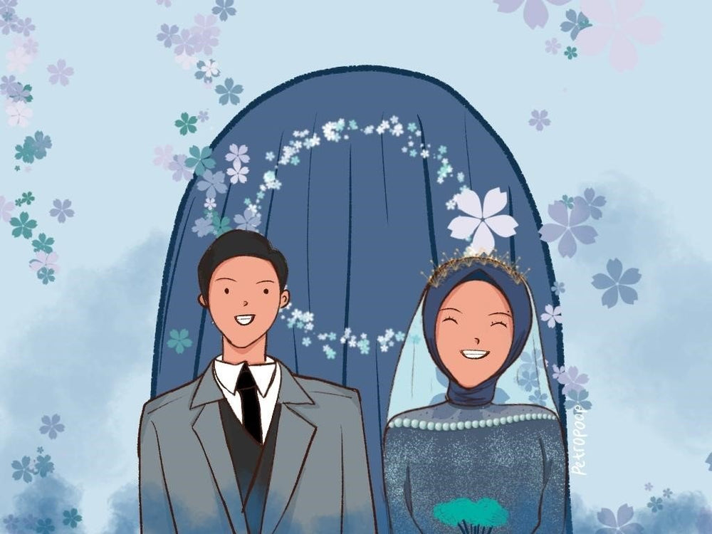 Creative Couple Cartoon Art Style For Valentine, Anniversary Day, Wedding